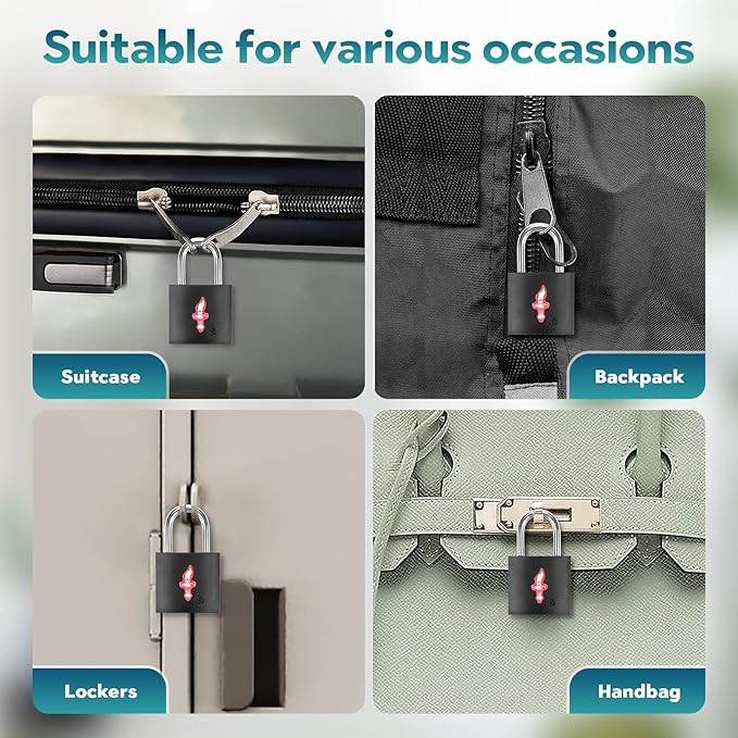 4 Pack Neon Square TSA Approved Luggage Locks - Image 5