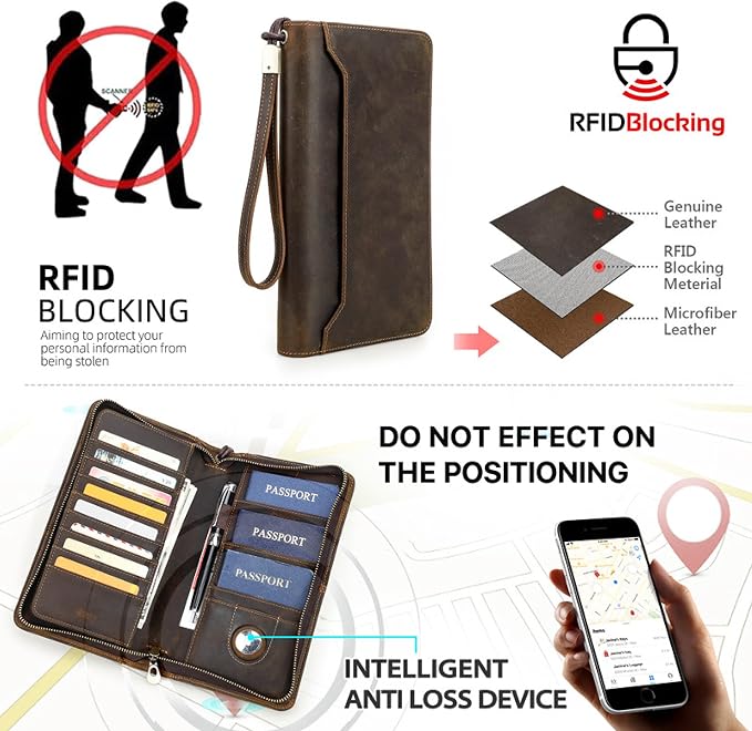 Top Grain Leather Travel Passport Wallet Organizer Case - Image 9