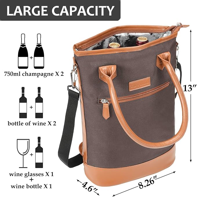 Tirrinia Insulated Wine Gift Carrier Tote - Image 4