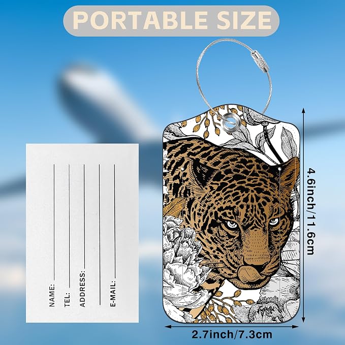 Leopard and Peony Flower Set of 2 Luggage Tags - Image 2