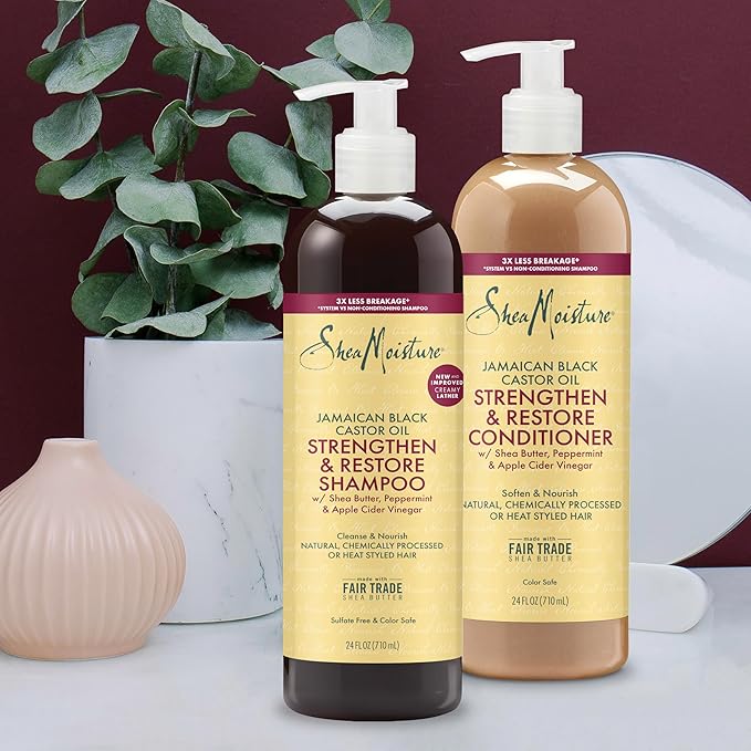 SheaMoisture Strengthen & Restore Shampoo and Conditioner Bundle Jamaican Black - Image 6
