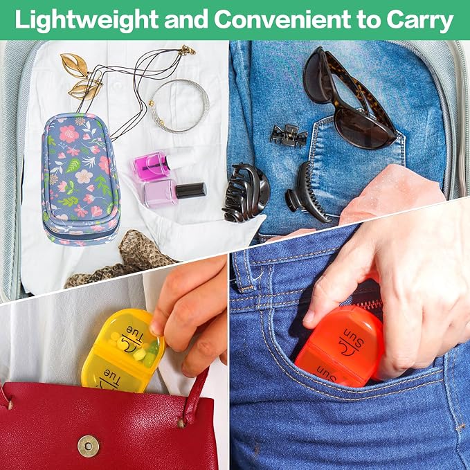 Serfeymi Weekly Travel Pill Organizer 2 Times A Day AM PM Upgraded Rainbow Pill - Image 6