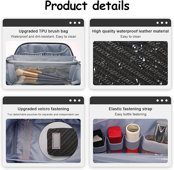 BOYATU Travel Makeup Bags for Women: Large Cosmetic Bag Waterproof - Image 3