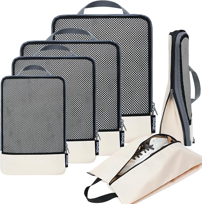 BAGAIL 4 Set/6 Set/8 Set Compression Packing Cubes Travel Accessories by BAGAIL