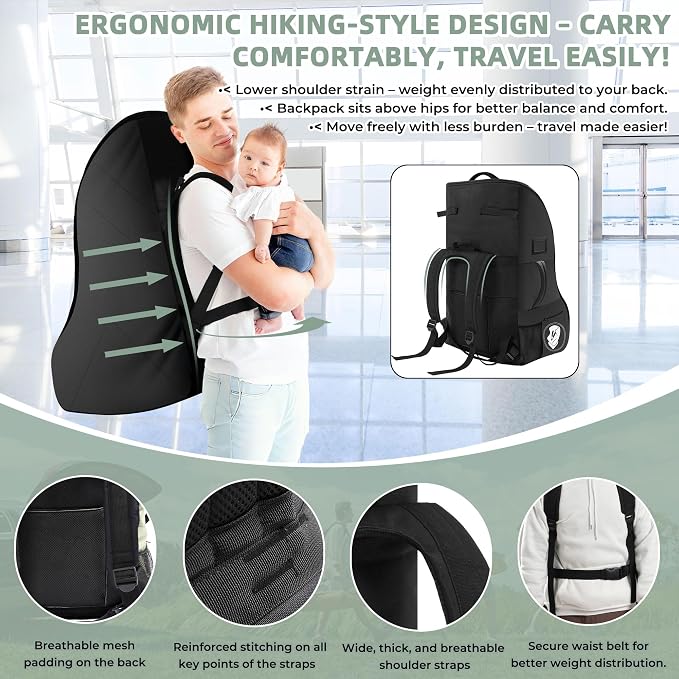 Padded Car Seat Travel Bag for Airplane – Waterproof Heavy Duty Carseat - Image 4
