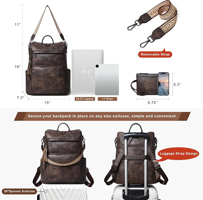 Shrrie Vegan Leather Laptop Backpack - Image 4