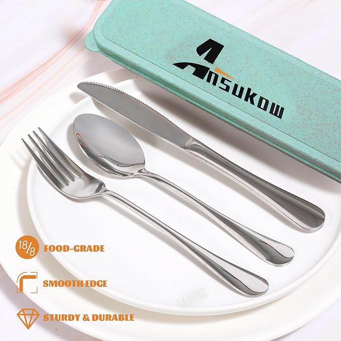 4 Piece Travel Utensils Camping utensils Travel Silverware Set - Image 6