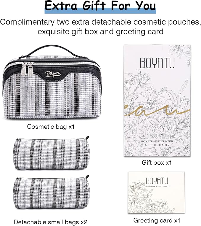 Travel Makeup Bag for Women: Large Capacity Open Flat Make up Bag Set of 3 - Image 7