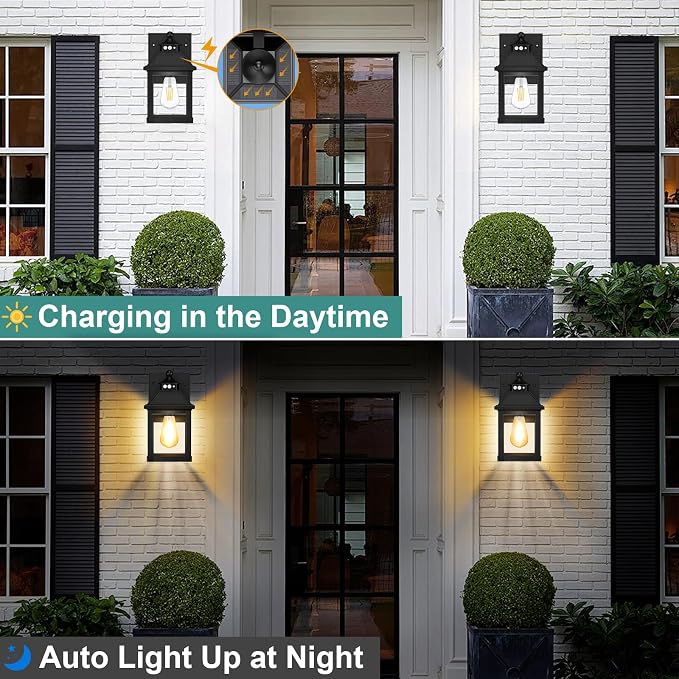 2Pack Solar Porch Lights Outdoor, Solar Sconce Lights Outdoor - Image 4