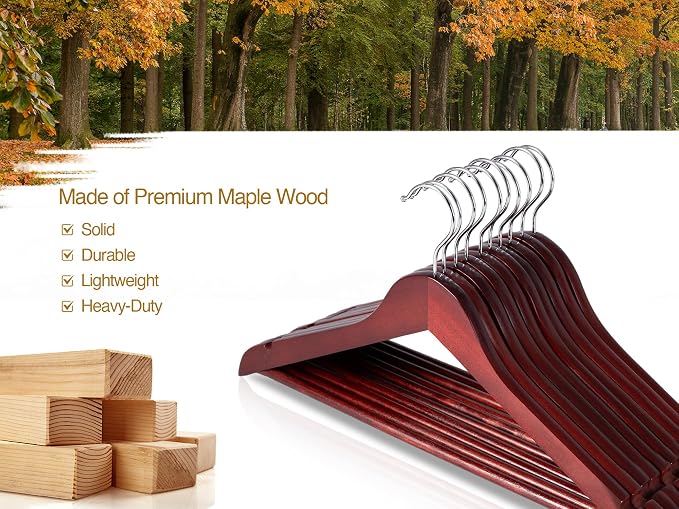 StorageWorks Wooden Hangers 30 Pack, Wood Coat Hanger - Image 3