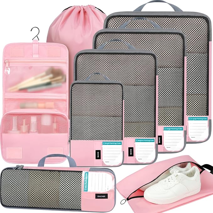 BAGAIL 4/6 Set/8 Set Compression Packing Cubes Travel Accessories Expandable by BAGAIL