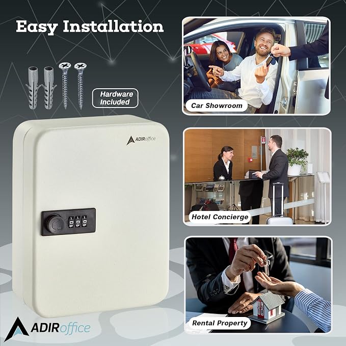 AdirOffice Steel Combination Lock Keys Cabinet Security Storage Box Organizer - Image 6