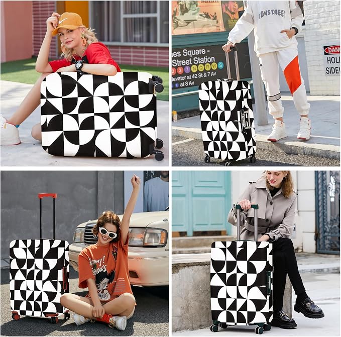 ANNA QUEEN Geometric Minimalist Luggage Cover, Suitcase Protector - Image 2
