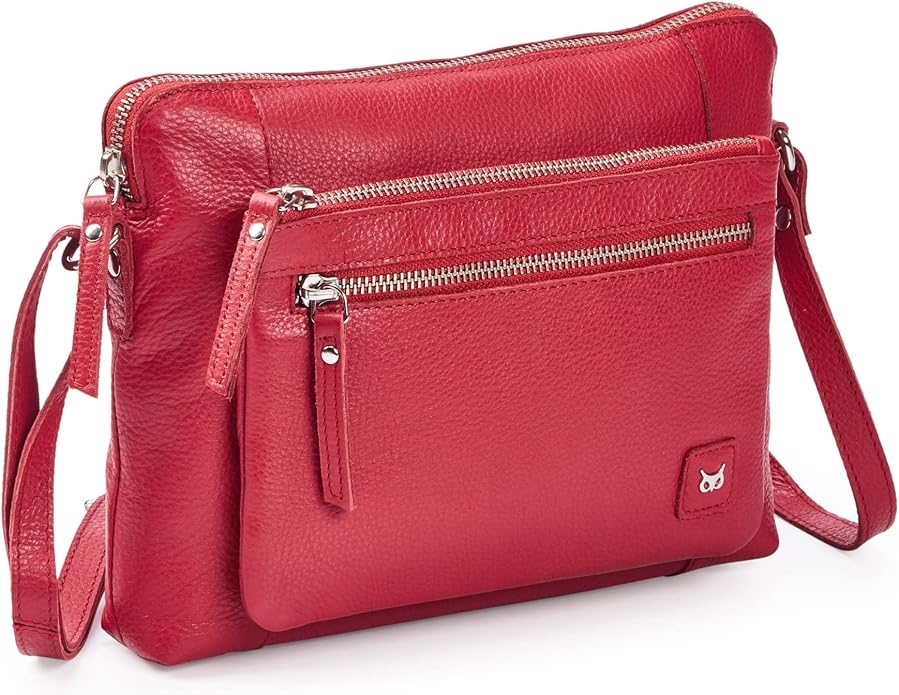Wise Owl Accessories Small Soft Pebbled Real Leather Crossbody Handbags Purses by WiseOwlAccessories