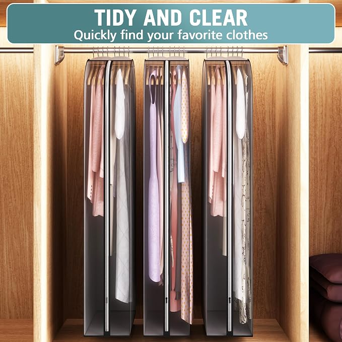 10" Gusseted Garment Bags for Hanging Clothes 60" Suit Bags for Open Closet - Image 6