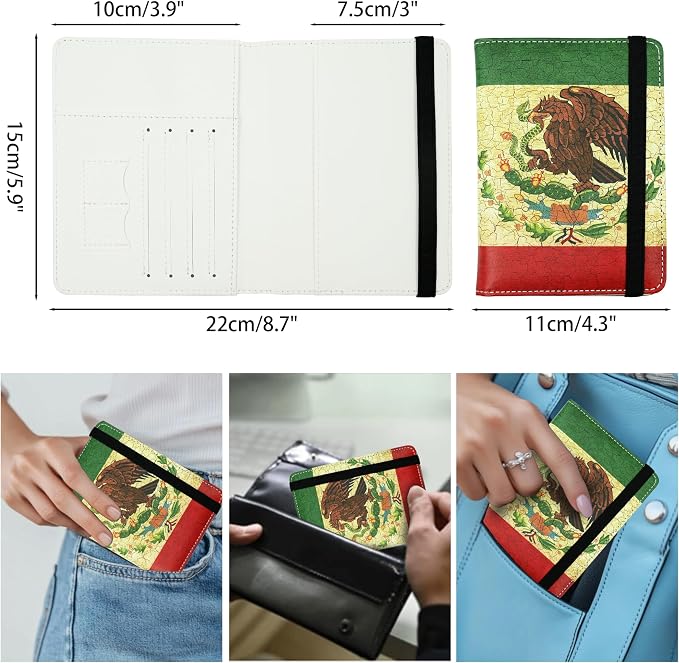 Mexico Flag Passport Holder for Women and Men PU Leather Passport Cover for - Image 5
