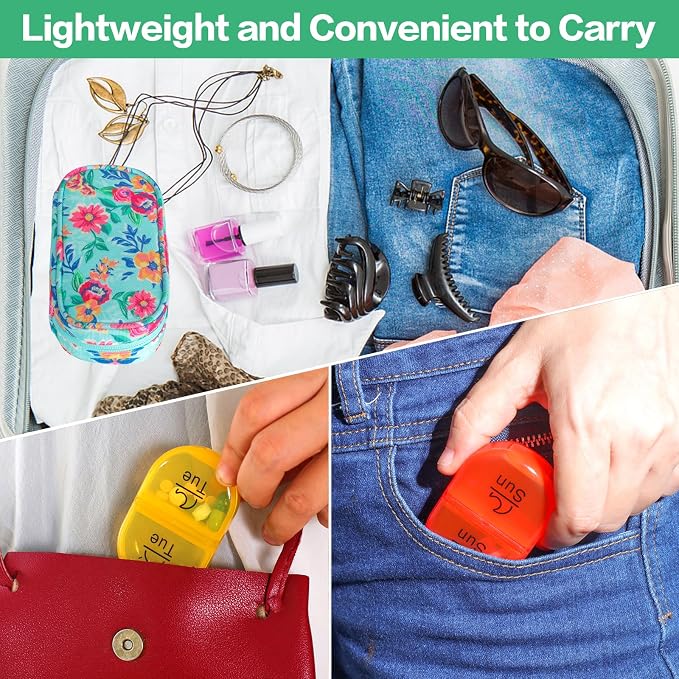 Serfeymi Weekly Travel Pill Organizer 2 Times A Day AM PM Upgraded Rainbow Pill - Image 6