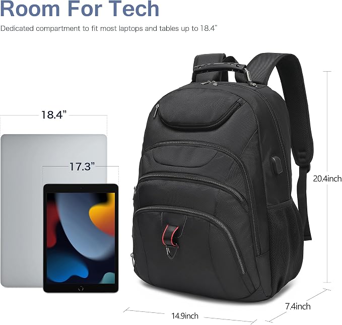 Extra Large Laptop Backpack for Men, 37L Gaming Laptop Backpack, 18.4Inch - Image 2