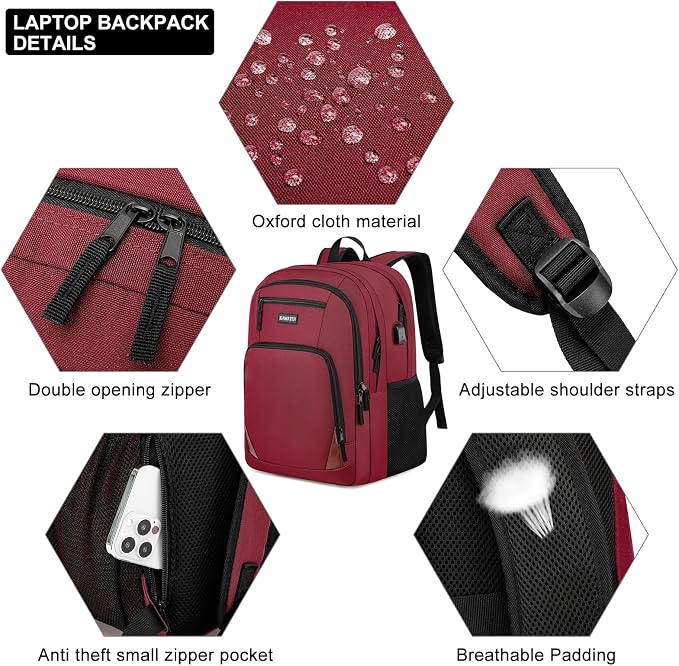 Red Backpack for School, School BackPack for Teens, Boys and Girls, - Image 5