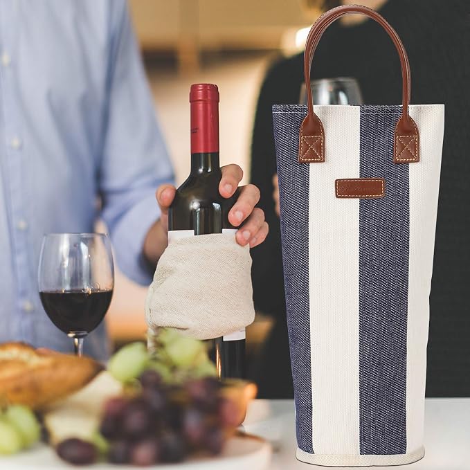 ZORMY Single Bottle Insulated Wine Tote, 1 Bottle Wine Carrier Bag Padded Wine - Image 6