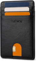 Buffway Mens Slim Wallet, Minimalist Thin Front Pocket Leather Credit Card by Buffway