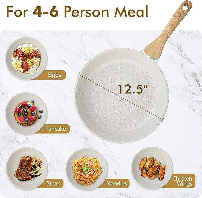 SENSARTE Nonstick Ceramic Frying Pan Skillet, 12.5 Inch Omelet Pan, Healthy Non - Image 5