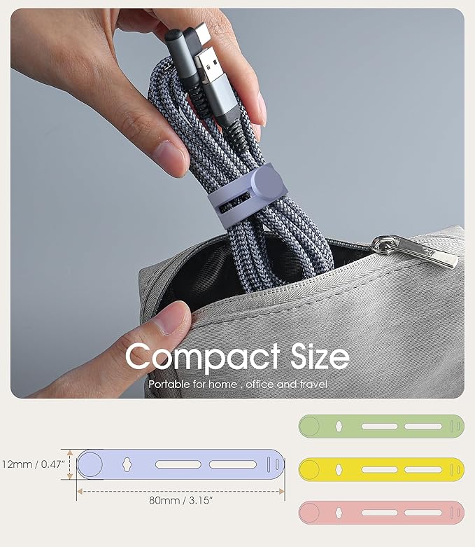 40Pcs Nearockle Reusable Cable Ties, Adjustable Silicone Cord Organizer Small - Image 2