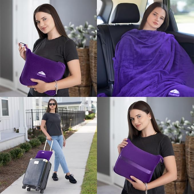 BlueHills Travel Blanket Pillow Premium Soft Plush - Image 2