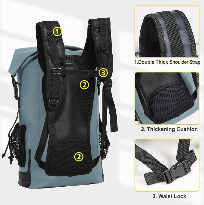 UPWELL 30L Waterproof Dry Bag Boating Backpack - Image 2