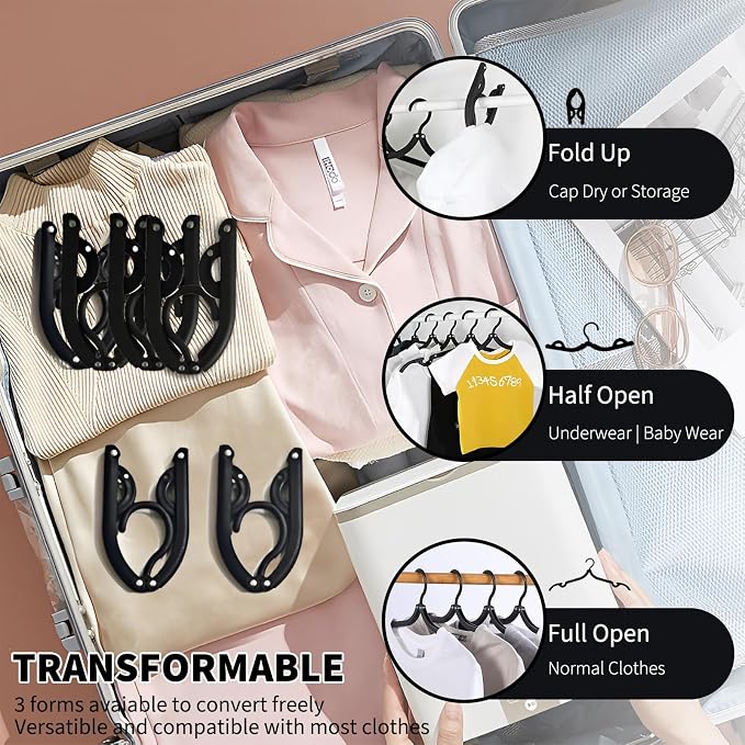 24 Pcs Black Travel Hangers Foldable - Image 7