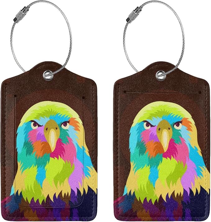 2-Pack Eagle Luggage Tags for Suitcases, Leather Bird Pattern Colorful Animal - Image 3