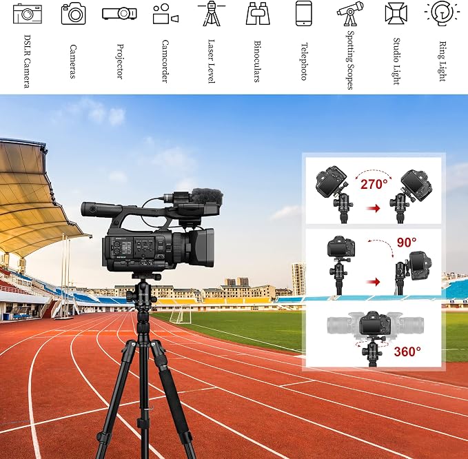Tripod for Camera, 83 inch DSLR Tripods & Monopods, Aluminum Heavy Duty Tripod - Image 4