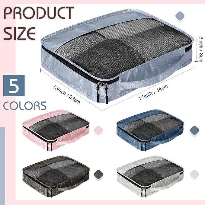 5 Pcs Packing Cubes for Suitcase Large Travel Cubes Carry on Luggage Organizer - Image 2