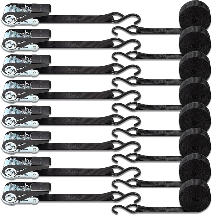 XSTRAP STANDARD Ratchet Tie Down Straps 8PK 1'' x 10 ft - 900 LB Break Strength - Image 5