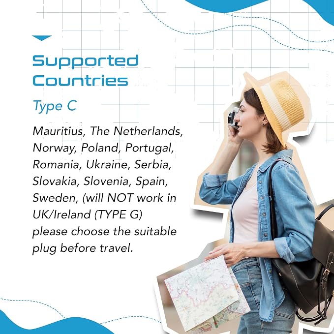 Ceptics European Travel Plug Adapter Europe Power Adaptor Charger 4 Input - Image 9