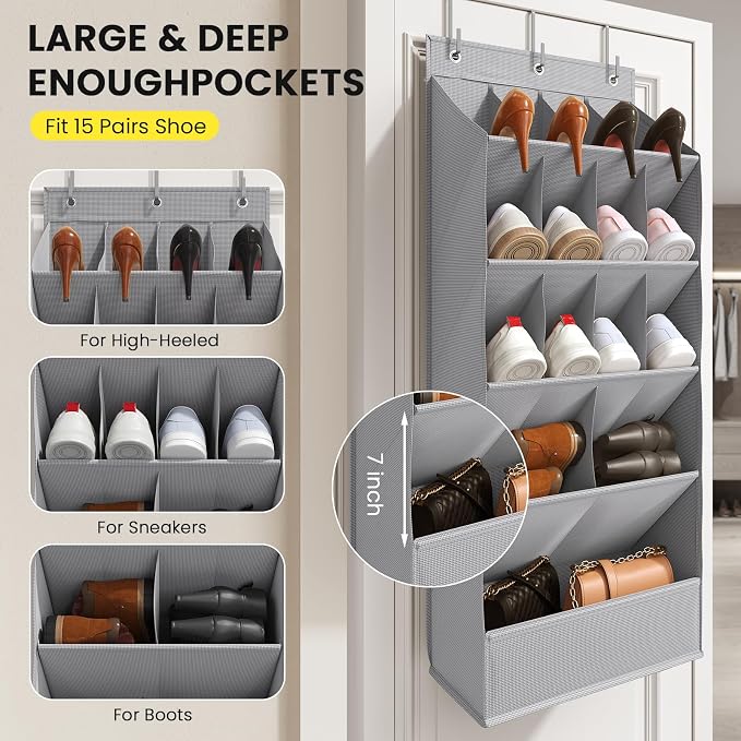 Over the Door Shoe Organizer for Closet, Shoes Rack for Closet - Image 4