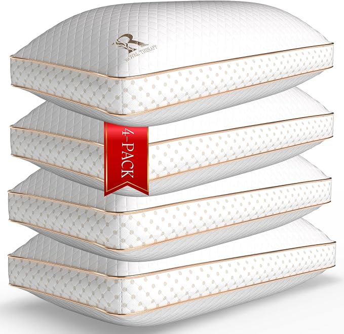 Royal Therapy 4-Pack King Memory Foam Pillow, Adjustable Shredded Odor-Free by ROYALTHERAPY