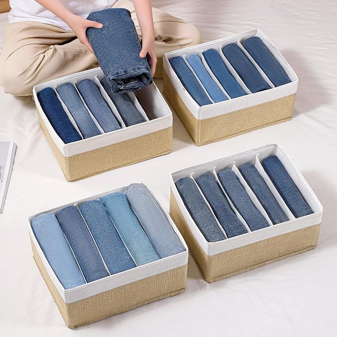 Jeans Drawer Organizers for Clothing, 5 Grids Compartment Wardrobe clothes - Image 7