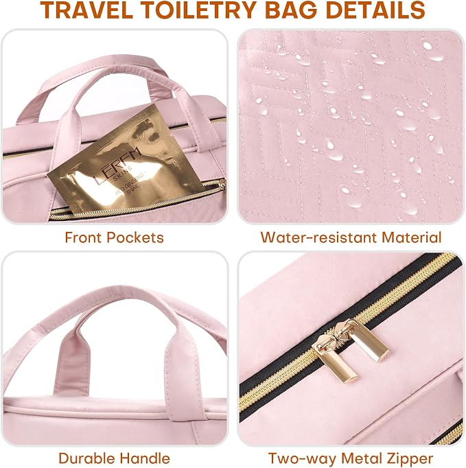 Hanging Toiletry Bag for Women Travel, 2 Sizes Large & Small Waterproof - Image 6