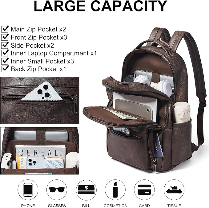 30L Business Laptop Backpack for Women Men, Travel Work Backpack Purse Faux - Image 7