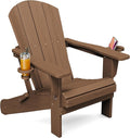 SERWALL Folding Adirondack Chair, Dual Cup Holders & All-Weather HDPE, by SERWALL