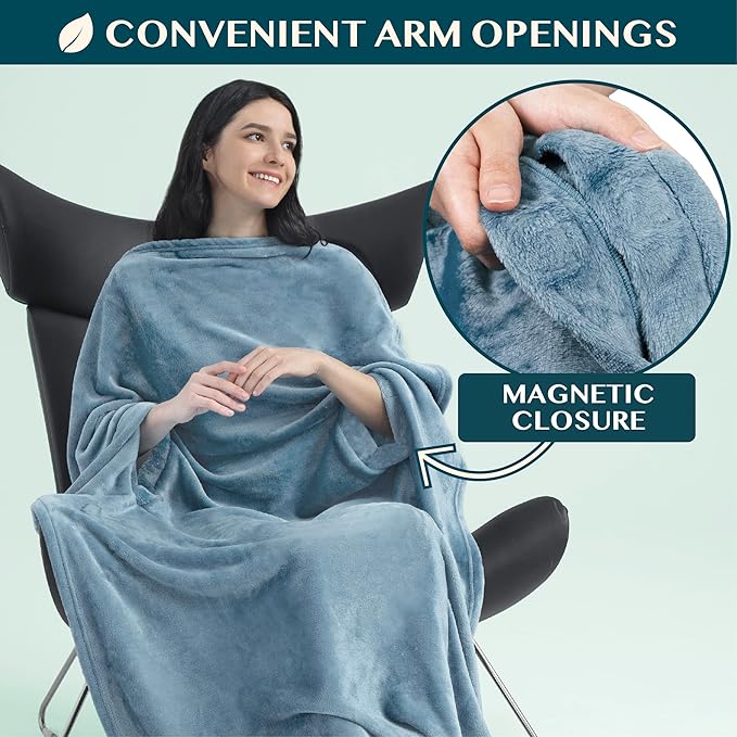 PAVILIA Travel Blanket and Pillow, Arms Opening Airplane Blankets - Image 2