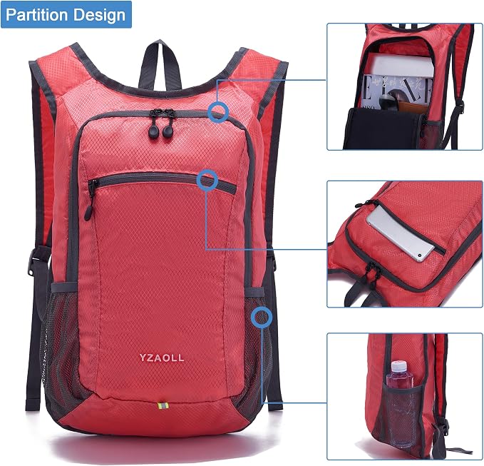 YZAOLL Small Hiking Backpack 15L Lightweight Packable Outdoor Hiking Daypacks - Image 4