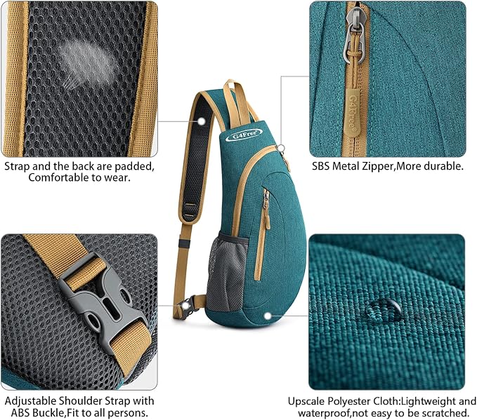 G4Free Sling Bag for Men Women, Small Crossbody Backpack Lightweight Chest - Image 4