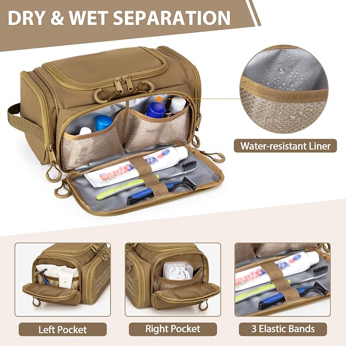 Tactical Toiletry Bag for Men, Hanging Hygiene Bag, Travel Dopp Kit Organizer - Image 2