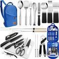 Portable Camping Kitchen Utensil Set-27 Piece Cookware Kit, Stainless Steel by Freehiker