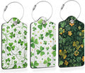 St. Patrick’s Day 3 PCS Luggage Tags, Lucky Clovers Leather Suitcase Tags by Losthll