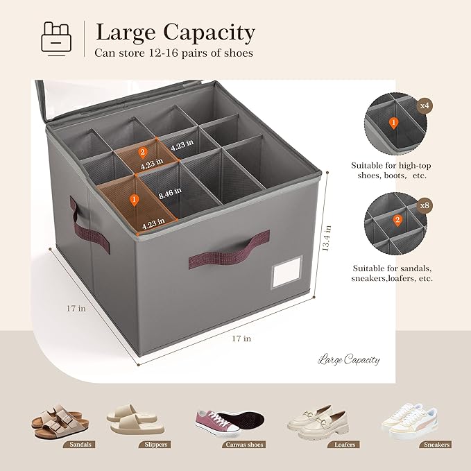 Criusia Shoe Organizer for Closet, 2 Pack Shoe Organizer - Image 2