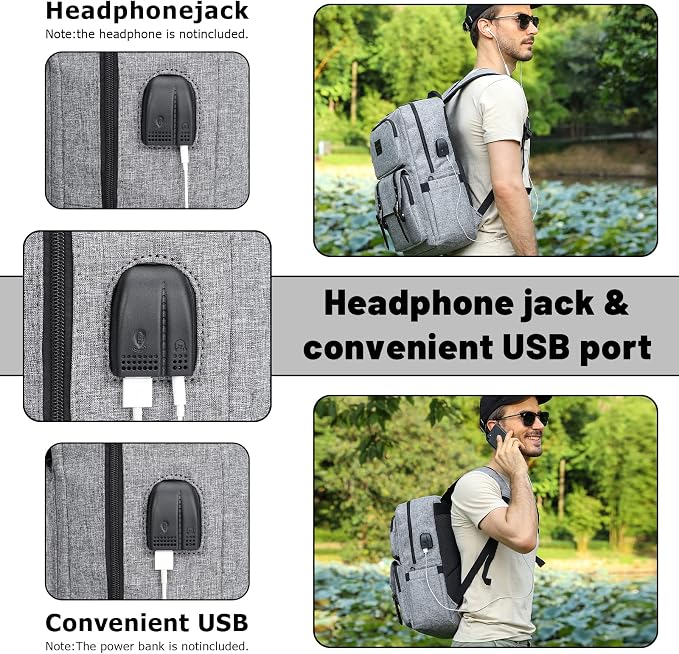 HFSX Vintage Backpack Anti Theft Laptop Backpack Men Women Business Travel - Image 3