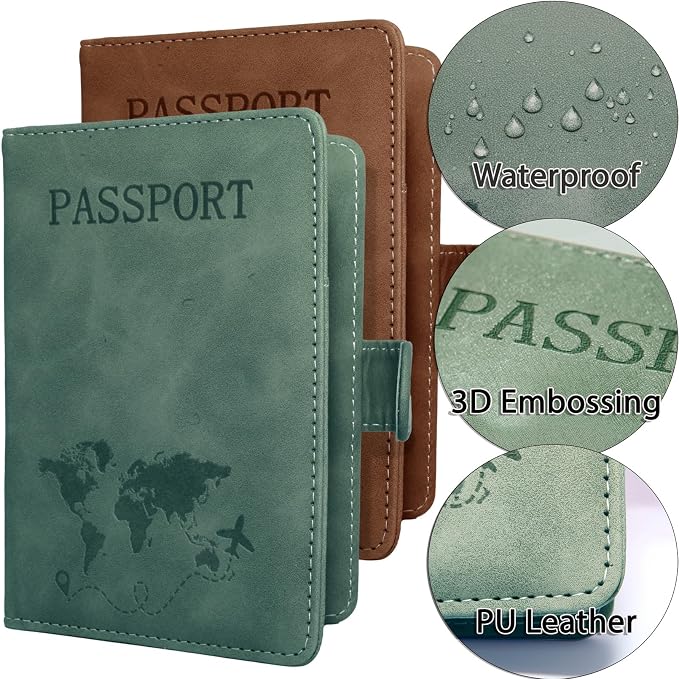 Passport Holder for Travel Essentials, 2 Pack Rfid Passport Cover for Women Men - Image 5